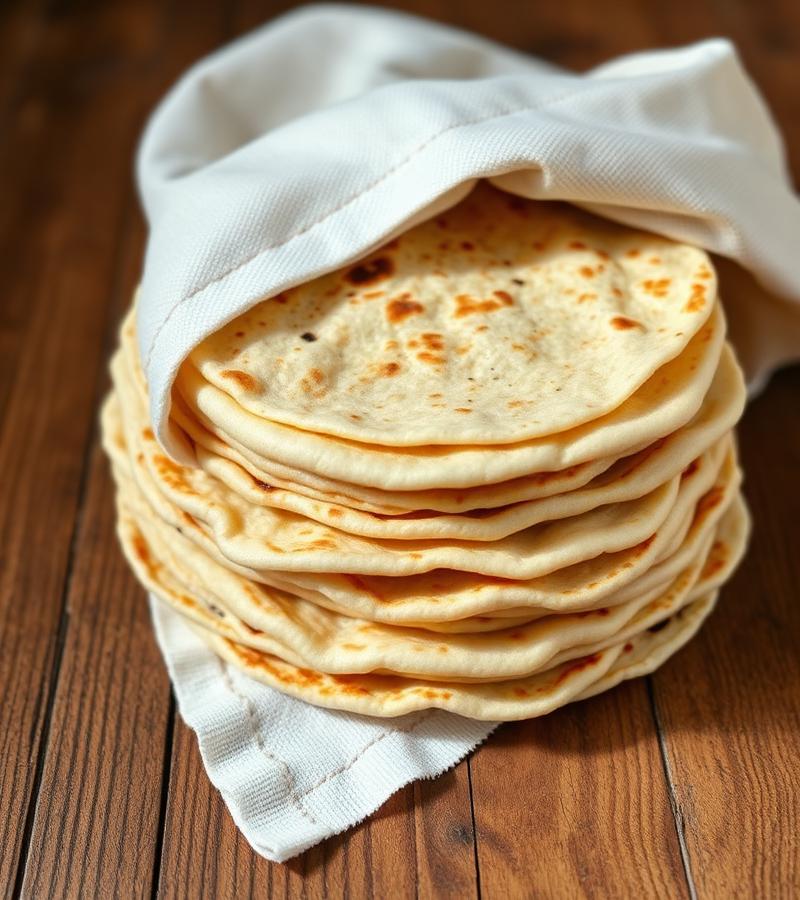 Stack of warm tortillas