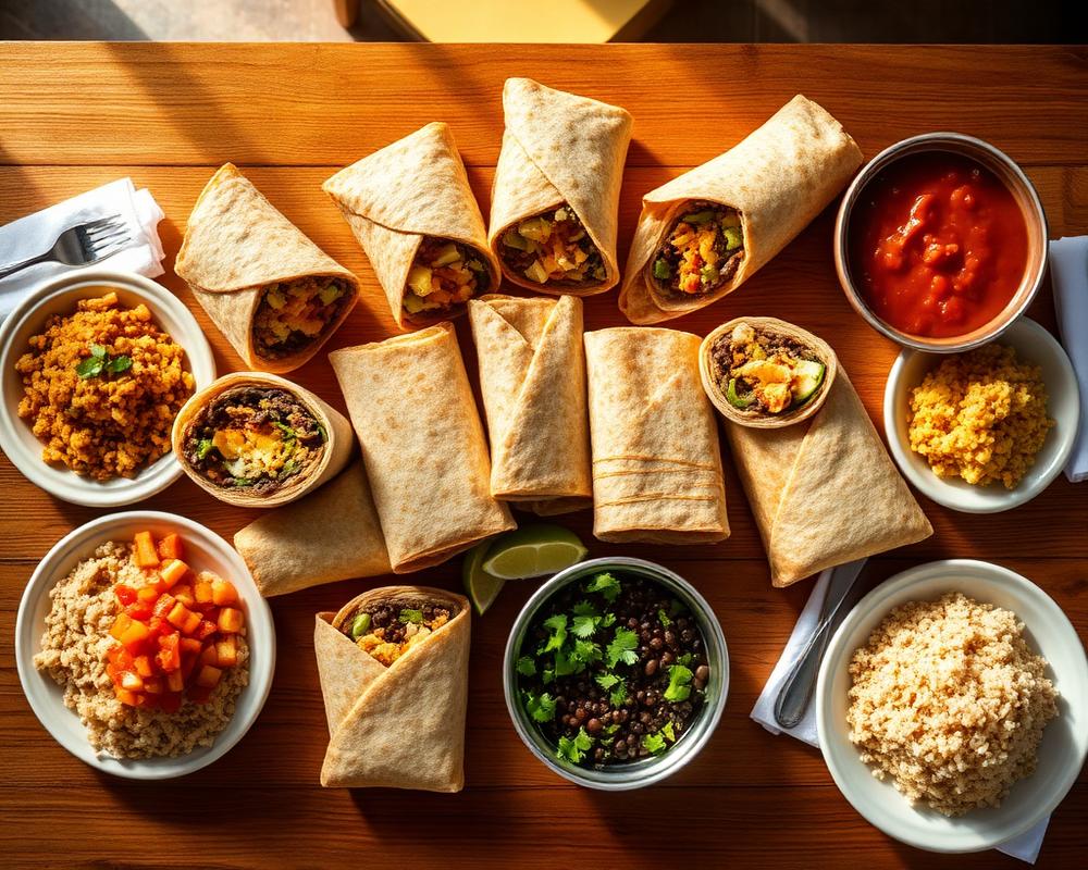 Family burrito spread