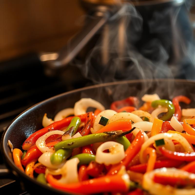 Sizzling fajita peppers
