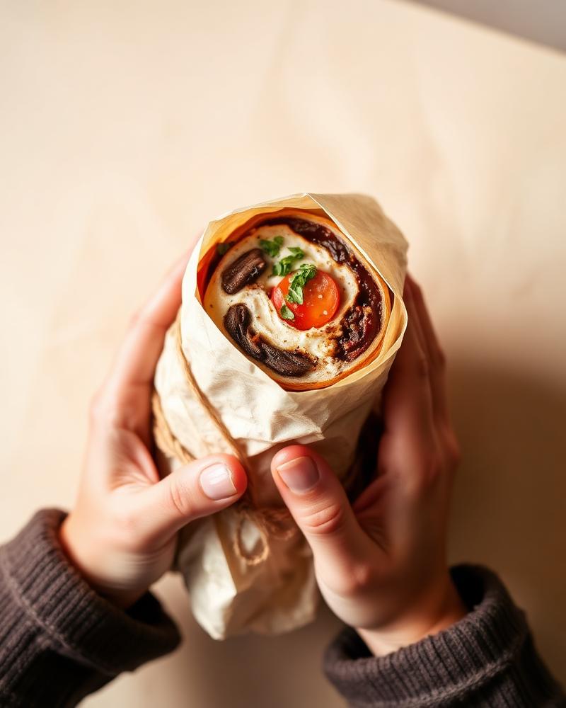 Burrito wrapped in parchment